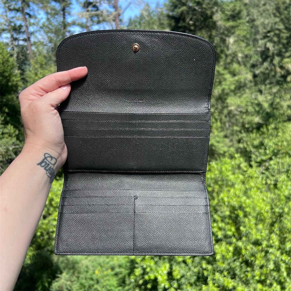 VINTAGE COACH Black Pebble Leather Trifold Wallet with Gold Hardware AUTHENTIC - Picture 3 of 10